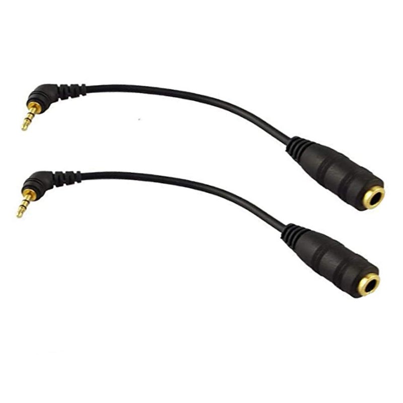 Seadream 2Pack 6 inch 3-Pole 2.5mm Male Right Angle to 3.5mm Female Headset Audio Adapter Cable Extender Stereo Jack (2pack) - Image 1